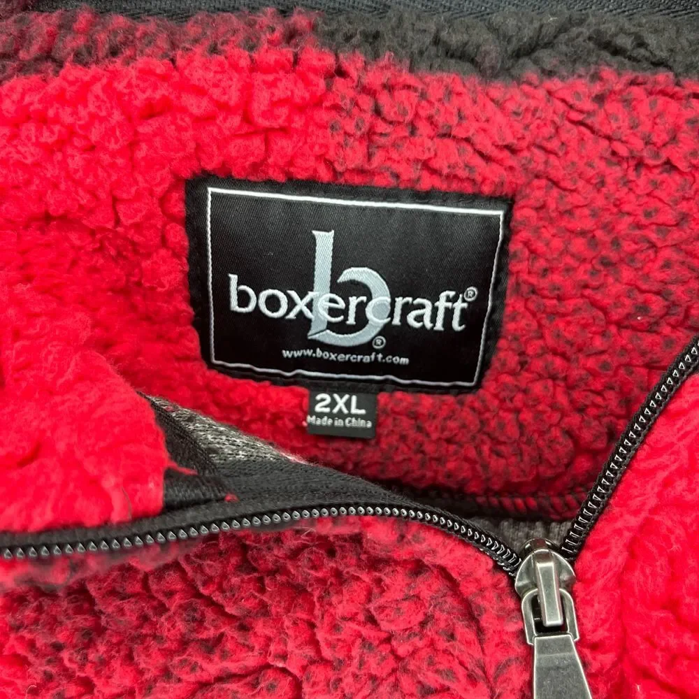 Anheuser Busch‎ Beer Plaid Sherpa Fleece Pullover Red Black Sweater, Size 2xl